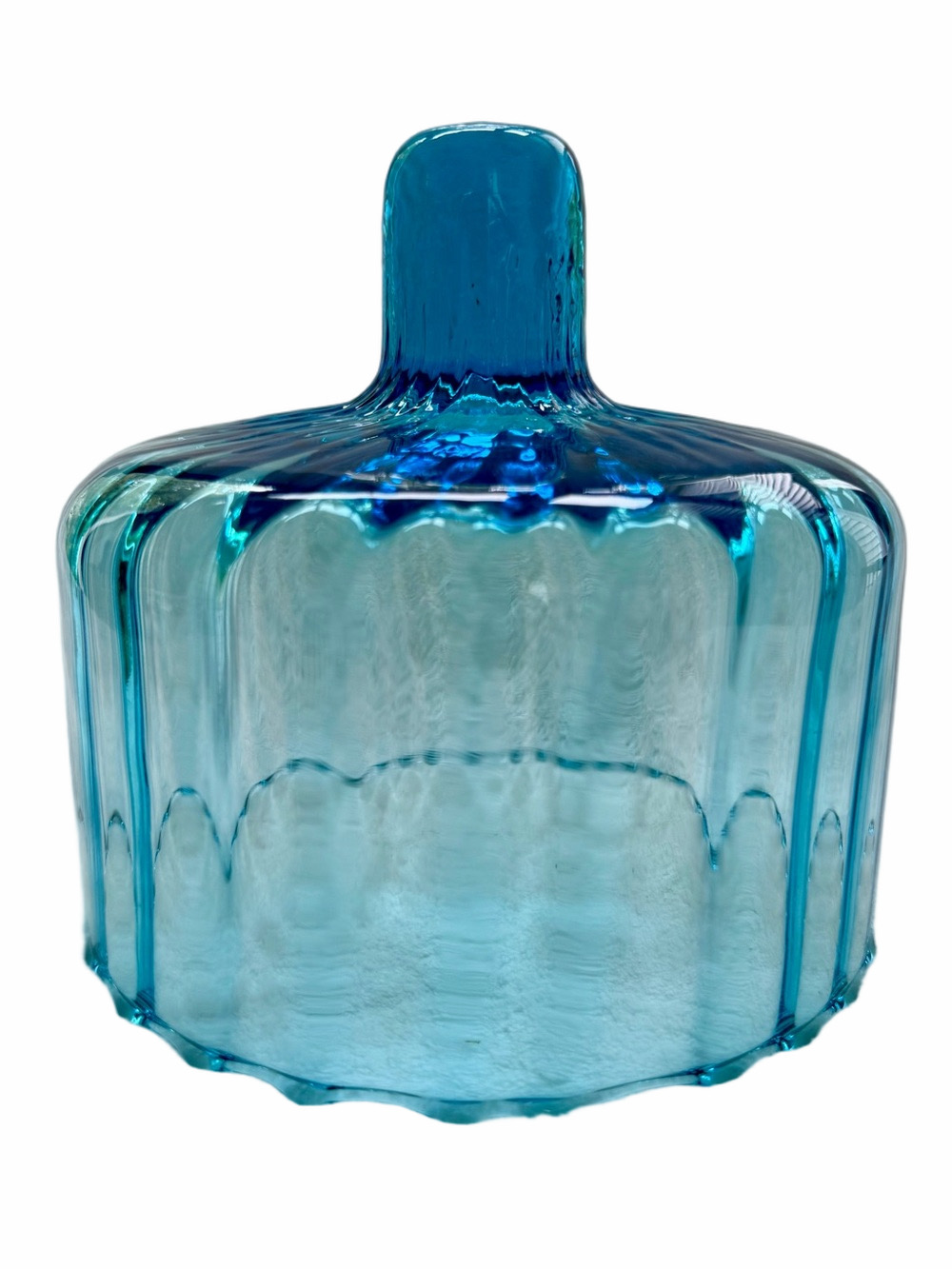 Vintage Italian Optic Blue Glass Cloche Rare Display Top Dome MCM EUC